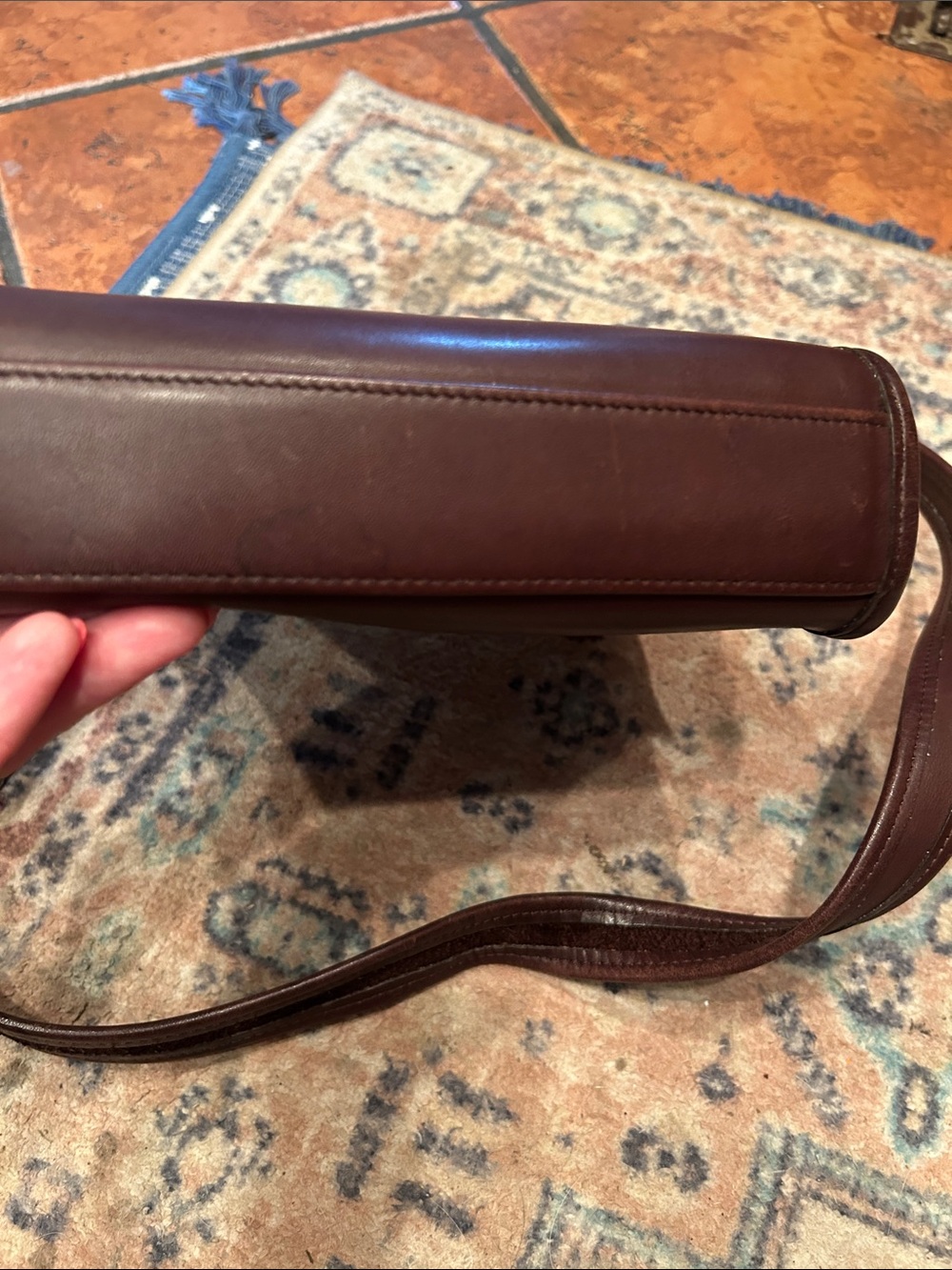 Coach Dark Brown Leather Crossbody with Brass Accents - Picture 11 of 15